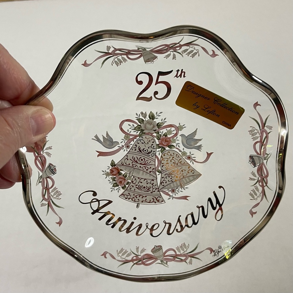 25th Anniversary Glass Candy Dish 6” x 6” Round